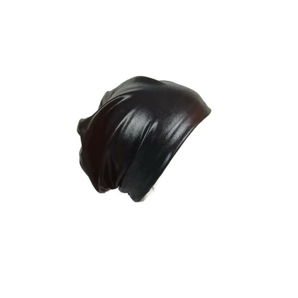 Goth Faux Leather Black Slouchy Beanie Handmade Custom Sizes